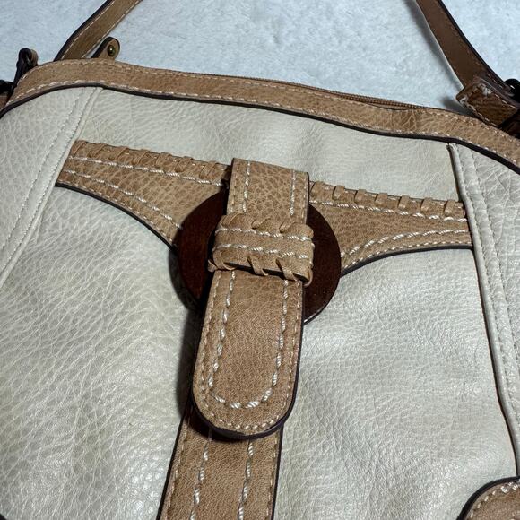 B.O.C. 90s Y2K Boho Faux Leather Shoulder Bag Purse with Wood Embellishment - Picture 2 of 8